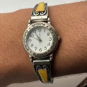 Vintage silver & yellow watch